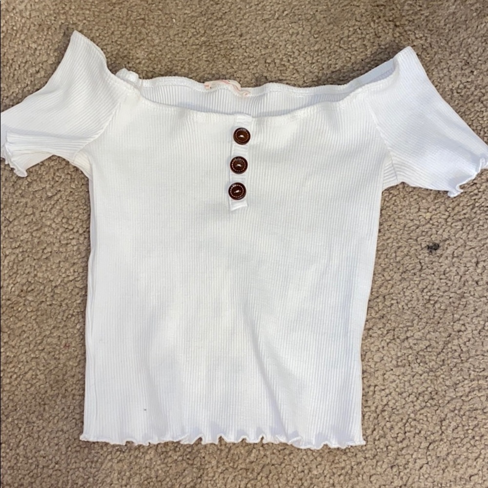 white button up top